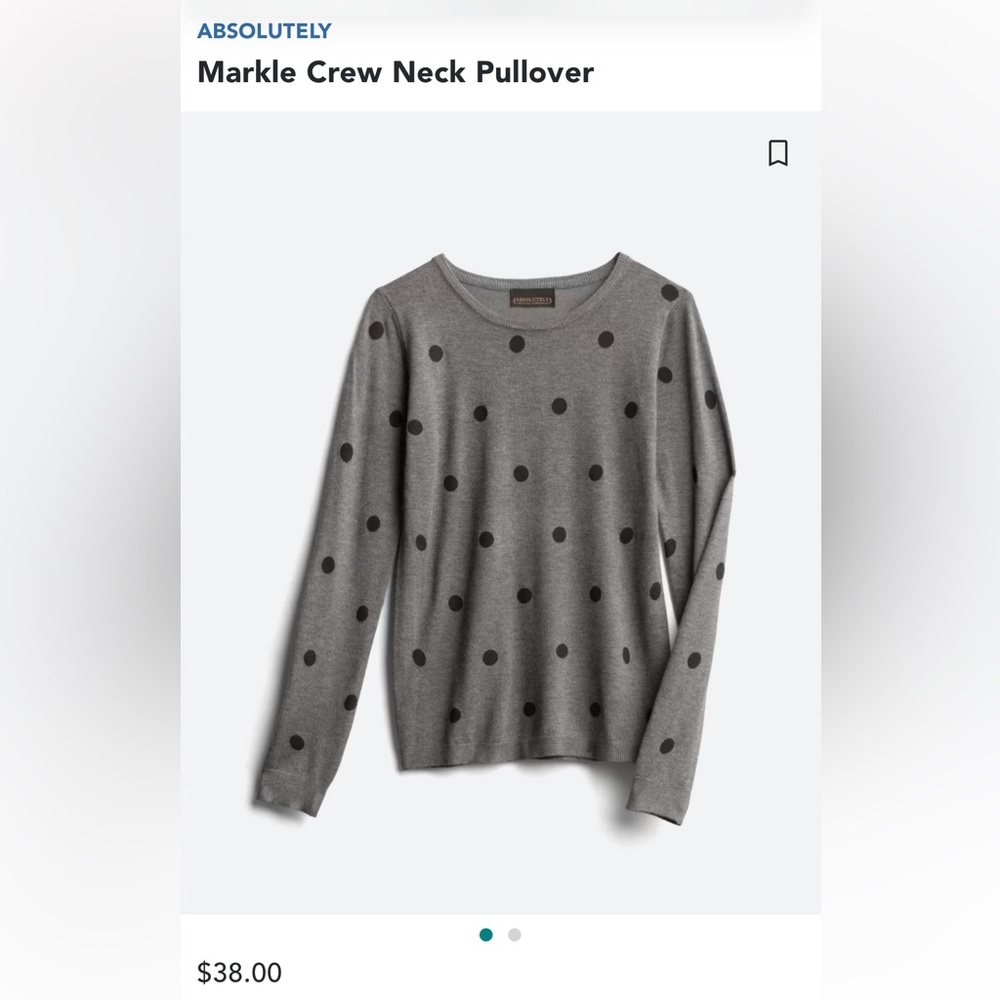 Absolutely Marker crewneck pull over charcoal gray with black polkadots small